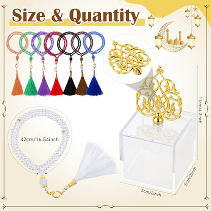EUBUY 16 Sets Islamic Prayer Beads Bulk Ramadan Eid Al Adha Gifts 99 Beads Muslim Festival Rosary Islamic Eid Al Adha Party Gifts for Ramadan Wedding Muslim Festival Birthday