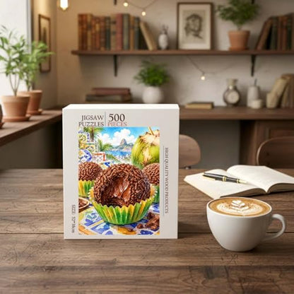 BRIGADEIRO Brazilian Food Jigsaw Puzzle - 500 Pieces Wooden Puzzle for Adults, Wall Art Gift, Finished Size: 20 x 15 Inch - color: Brigadeiro Brazilian - 500 Pieces