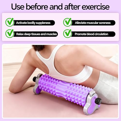 Foam Roller with Detachable Stand, 18” Deep Tissue Massage Roller | 3-Level Height Adjustable Support, Beginner-Friendly Design for Home Workout & Muscle Recovery -Purple - color: Purple