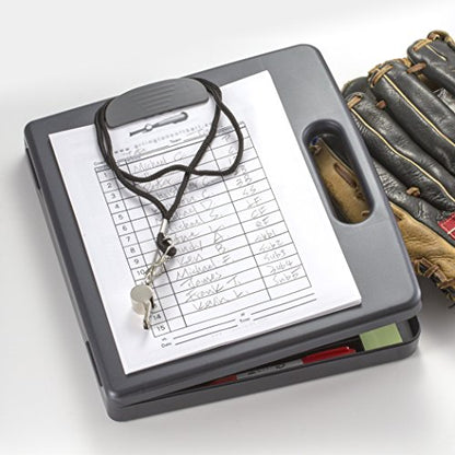Officemate Clipboard Box for Activities with Dry Erase Board, Letter/A4 Size, Charcoal (83383)