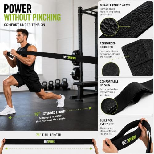 76-Inch Long Fabric Resistance Bands for Women & Men | Heavy Duty, Pull Up Assistance, Non-Slip Elastic, Home Gym Equipment, Strength Training, Pilates & Calisthenics - color: Black