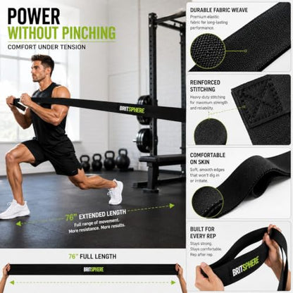 76-Inch Long Fabric Resistance Bands for Women & Men | Heavy Duty, Pull Up Assistance, Non-Slip Elastic, Home Gym Equipment, Strength Training, Pilates & Calisthenics - color: Black