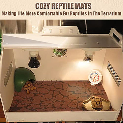 Tfwadmx Reptile Carpet Sand Mat for Bearded Dragon Terrarium Substrate Liner Brown Reversible Lizard Bedding Mats for Cage Leopard Gecko Tortoise Turtle Snake Chameleon with Tweezer 20"x 39"(2 Pcs) - size: L:19.7"x39.3"(2Pcs)