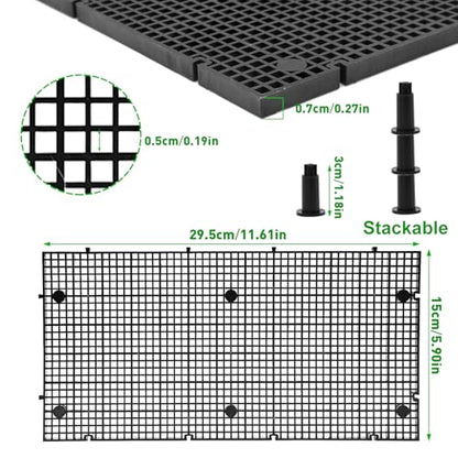LINLAN 8 Pieces High-Density Aquarium Grid Plastic with 48 Brackets, Fish Tank Divider, Egg Crate for DIY Filtration and Bottom Protection in Aquascaping - size: 8pcs