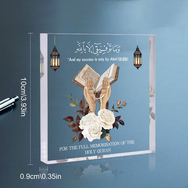 Islam Sign Acrylic Decorative Signs & Plaques, Acrylic Paperweight, suitable for Bedroom, Office, Home Desktop Decorative Art, Ideal Birthday Gift for Sister, Friends, Family (white flowers)
