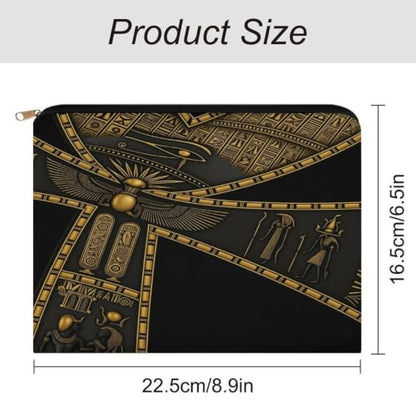 Egyptian Hieroglyphics Makeup Bag for Women, Cosmetic Pouch Travel Toiletry Organizer Bag 8.9"x6.5" Polyester - color: Egyptian Hieroglyphics