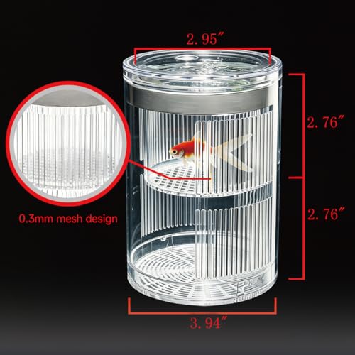 Floating Breeder Box for Fish Tank, Acrylic Baby Aquarium Isolation Box Hatchery Incubator Tank with Suction Cups for Guppy, Betta, Clownfish, Baby Fish, Shrimp & Injured Fish (L) - size: L