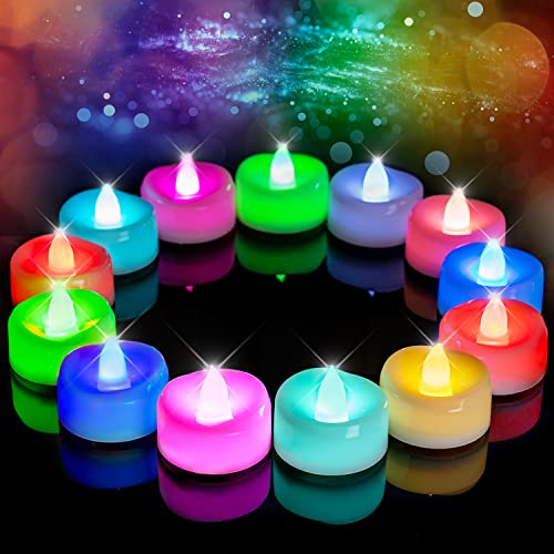 merrynights 12 Pack Color Changing Tea Lights Candles Battery Operated - color: 7-Color Changing, size: 12-Pack