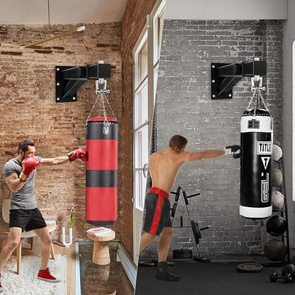 VivaZen Adjustable Heavy Duty Bag Hanger,Wall Mount Punching Bag Hanger,Thickened Steel Plate and Stainless Steel kit for Home Gym Indoor Outdoor (Supports up to 900Ib) - style: Heavy bag hanger with long chain