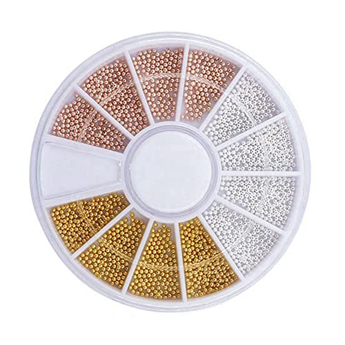 3D Nail Art Rhinestones Nail Metal Caviar Beads Sparkle Charms Pearls Fashion Nail Art Decorations 4 Wheels - color: 4 Wheels Sparkle Beads