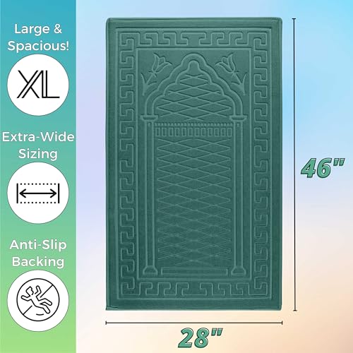 Sacred Artisans Padded Prayer Mat Thick with Soft Velvet Foam for Men and Women | Prayer Rug and Meditation Mat for Home Travel & Gift (Green - Padded) - color: Green - Padded