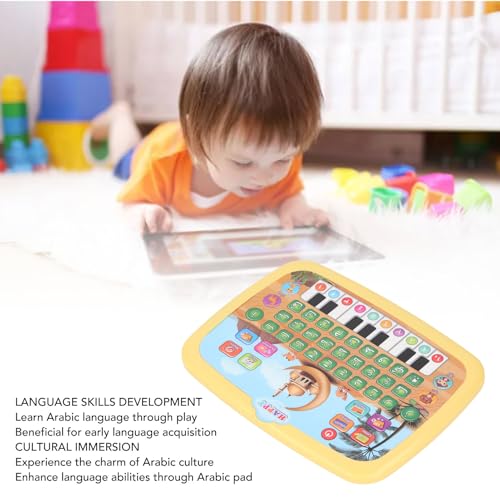 Intelligent Arabic Learning Reading Machine, Educational Toy with 28 Alphabet Words & 10 Numbers, Electronic Arabic Learning Book (Yellow) - color: Yellow