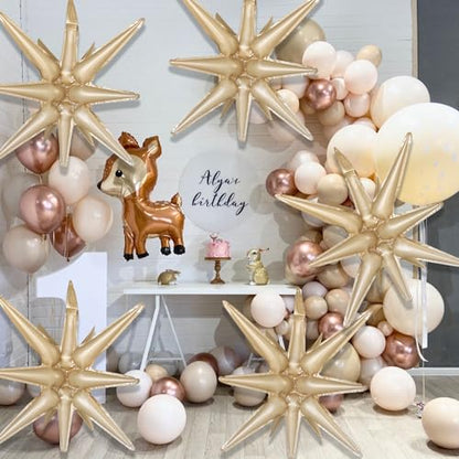 6 Pcs Caramel Colour Star Foil Balloons One-Piece 14-Pointed Star Balloon 4D Starburst Cone Mylar Balloon 22inch Christmas Birthday Wedding Wedding Anniversary Party Supplies(Caramel Colour) - color: Caramel Colour