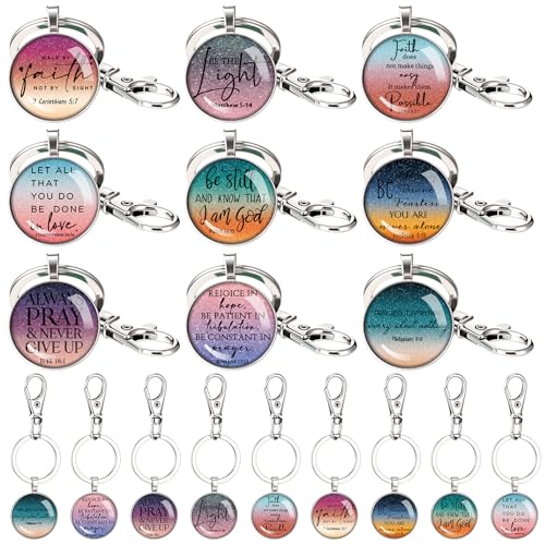 Fumete Christian Keychain Bulk Bible Verse Religious Scripture Quote Inspirational Key Rings Gift for Women Men Church Pastor - style: Gradient Colors