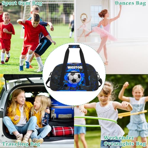 Custom Name Sports Bag Training Perform Bag, Soccer Black Blue | Personalized Named Practice Travel Overnight Training Bag - color: Color 23