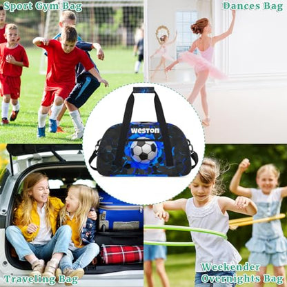 Custom Name Sports Bag Training Perform Bag, Soccer Black Blue | Personalized Named Practice Travel Overnight Training Bag - color: Color 23