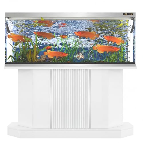 55-75 Gallon Fish Tank Stand with Power Outlet-4 AC & 2 USB | Heavy Duty Aquarium Stand with Cabinet Storage for Fish Tank, Turtle Tank, Reptitle Terrarium, 880LBS Capacity, White