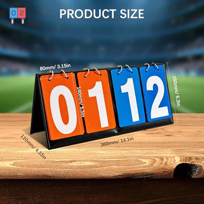 Portable Desktop Flip Scoreboard 4-Digit with 2 Premium Whistles & Mouthguards - Ideal for Basketball, Tennis, Badminton & Multi-Sport Scoring