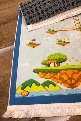 Educational Kids Prayer Mat, Rectangular, Multicolor, 30 x 47 inches, Cotton, Tufted, Low Pile, Handmade, Cotton Back
