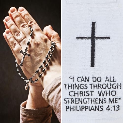 lotoo White Football Towel, Cotton Sports Quarterback QB Towels with Hook Loop Closure for Men, Youth, Boys, Adults - color: Philippians 4:13