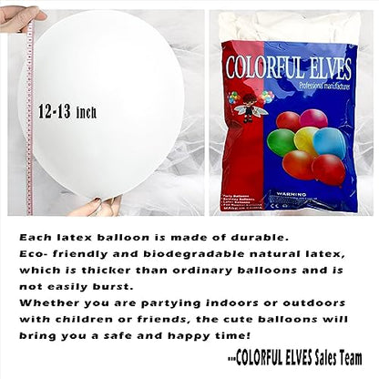 White 12 Inch 100 Pcs Latex Chrome Balloons Helium Thicken Balloons Party Decorations (White) - color: White