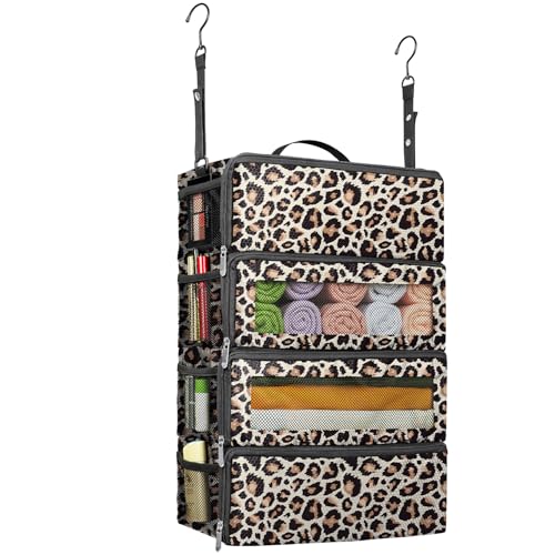 Suitcase Organizer, Hanging Travel Luggage Organizer Shelves Carry On Bag - color: Leopard Print-M, size: Medium