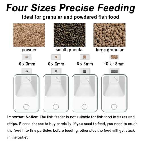 Bluetooth Fish Feeder Automatic Dispenser for Aquarium, Food Dispenser for Fish Tank with App Control, USB Powered for Small Fish Tank Pelleted Food, Electronic Feeders for Animals, White