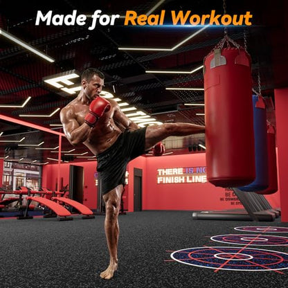 SUPERJARE 1" Extra-Thick Rubber Top Exercise Mat, Puzzle Gym Flooring for Home Gym, Gym Mat for Workout Equipment, Interlocking Floor Tiles with EVA Foam, 18 Pcs 72 Sq Ft, Black/Grey - size: 18 Tiles (72 Sq Ft)