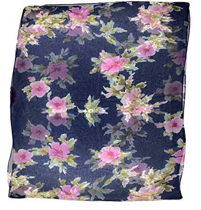 Xyueanlo Scarfs for Women Lightweight Scarves Fashion Print Floral Pattern Scarf Shawls - color: P-navy Blue