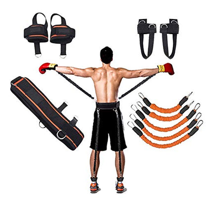 Boxing Training Resistance Band Set Leg Strength and Agility Training Strap System for Boxing,MMA,Muay Thai,Karate Combat, Basketball,Football Build Speed and Strength for Hitting - color: 250lb Orange