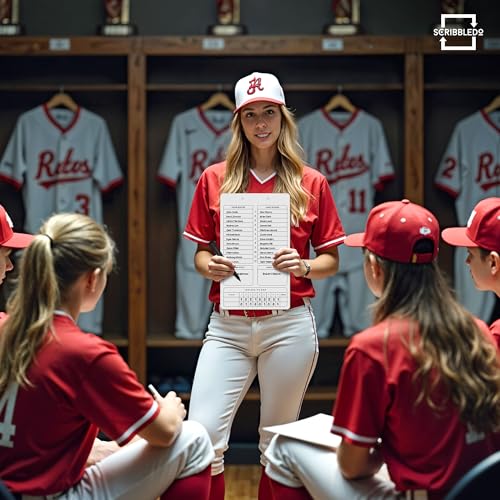 SCRIBBLEDO Baseball Dry Erase Board for Coaches 15x9 Double Sided Lineup Board with Roster Inning Score Tracker for Baseball Softball and Tee Ball Coaching