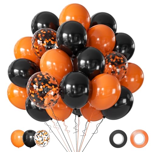 Halloween Balloons Black and Orange Balloons 50Pcs 12 Inch - color: Black Orange