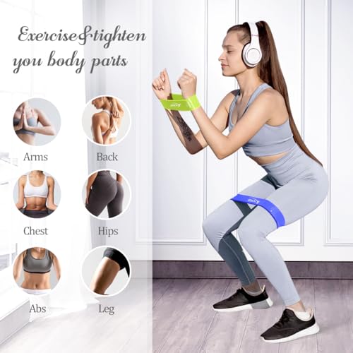 VEICK Resistance Loop Bands Set of 5, Exercise Bands with 5 Resistance Levels, Stackable Workout Bands for Strength Training, Pilates, Fitness Gear for Men Women Home Gym Office Travel - color: Green