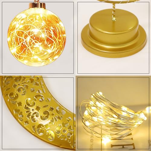 GUOCHENG Enchanted Lunar Lamp Moon Shaped Table Lamps, LED Crescent Night Light Magic Hanging Moon Lamp Decor, Home Bedroom Bedside Desktop Nightstand Decorative Gift(Ball)