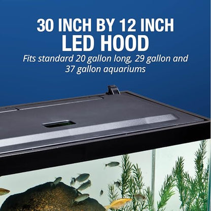 Tetra LED Aquarium Hood 30 in x 12 in, Low-Profile Fish Tank Cover with Hidden Lighting - size: 30 Inch