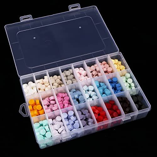 2 Pack 24 Grids Plastic Organizer Box Container Craft Storage Box with Adjustable Dividers for Beads Jewelry Fishing Tackles, Clear
