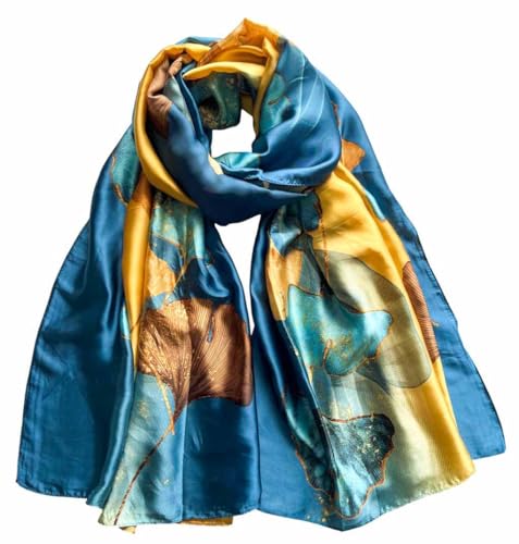 Xyueanlo Scarfs for Women Lightweight Scarves Fashion Print Floral Pattern Head Scarf Wraps Shawls - color: Flower Blue Khaki