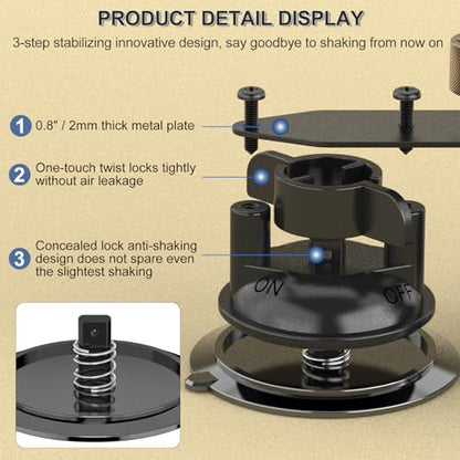 MINIFOCUS Double Suction Cup Mount, Twist-Lock Dual Suction Cup Base with Camera Thread Adapter, Quick Release Double-Layer Suction, Windshield Window Car Mount for Magic Arm - style: S1404