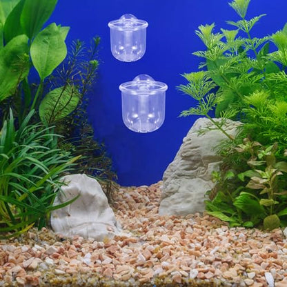 PRETYZOOM 4pcs Aquarium Fish Tank Feeding Cups with Suction Cup, Acrylic Fish Feeder Bowls for Bait and Food Holding, Small and Large Sizes for Aquarium and Shrimp Feeding Supplies