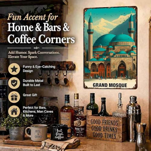 Grand Mosque Vintage Landscape Travel Aluminum Metal Sign 8 x 12 Inch