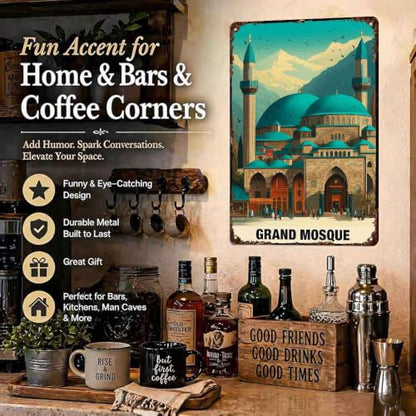 Grand Mosque Vintage Landscape Travel Aluminum Metal Sign 8 x 12 Inch