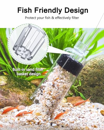 AQQA 4-in-1 Aquarium Gravel Cleaner, Adjustable Flow Fish Tank Vacuum | Multi-use for Water Changing, Gravel Sand Cleaning, Dirty Sucking, Ergonomic Design for Daily Fish Tank Maintenance - size: S