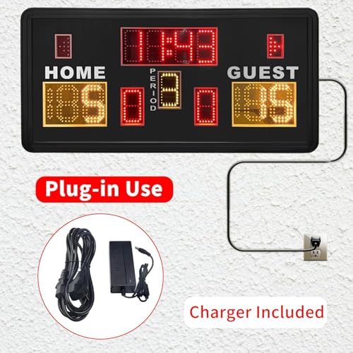 Large Electronic Scoreboard, Basketball Scoreboard with Timer, Digital Scoreboard with Remote, Score Keeper with Buzzer
