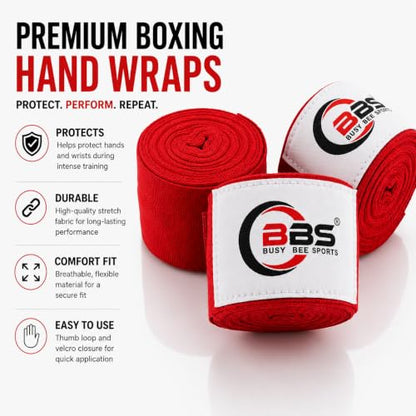 Busy Bee Sports Boxing Hand Wraps - color: Red