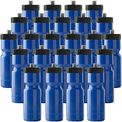 50 Strong | Bulk Water Bottles, 24-Pack, 22 oz, Sports Squeeze, Blue - color: Blue