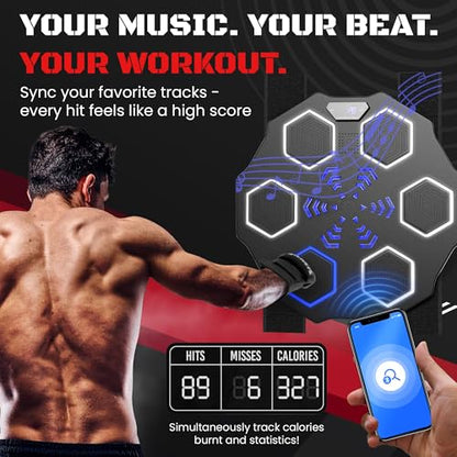 Punching Music Boxing Machine for Adults - Wall Music Punching Machine Adult w/Bluetooth, 9 Speed Level, Light up Boxing Target, Gloves - Music Boxing Machine Workout Pad for Home