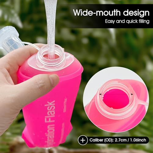 GUYI GYGYL Soft Flask, TPU Collapsible Soft Water Bottle for Hydration Pack, Running Vest, Leak-Proof Folding Water Bottle for Hiking Cycling Climbing Jogging-250ml Pink - color: 250ml Pink