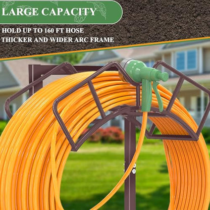 Qatsrin Super Stable Garden Hose Holder, Water Hose Reel holds 160ft Bronze | Freestanding Water Hose Storage Hanger，Detachable Hose Stand Box for Outside Yard Lawn Farm - color: Bronze