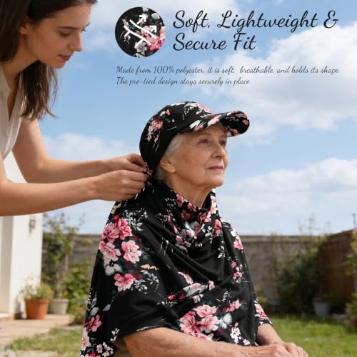 ZLYC Women Muslim Hijab Scarf with Visor Built-in Undercap Sun Protection Headwrap - color: Floral Black