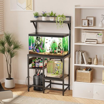 29 Gallon Fish Tank Stand for Standard & Breeder Tanks | Fits 20 & 29 Gal Long, Tall & Breeder Tanks for Aquarium, Reptile Terrarium & Turtle Tank, Top Shelf, 30.7"L x 15.3"W, Black - size: 20-29 Gallon